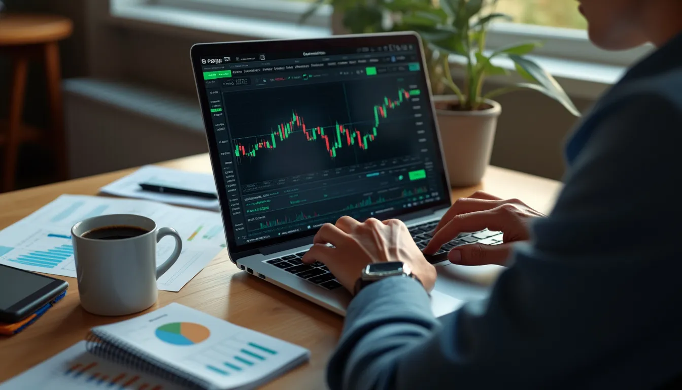 courtier en ligne : illustration d'une personne investissant en bourse via une plateforme en ligne