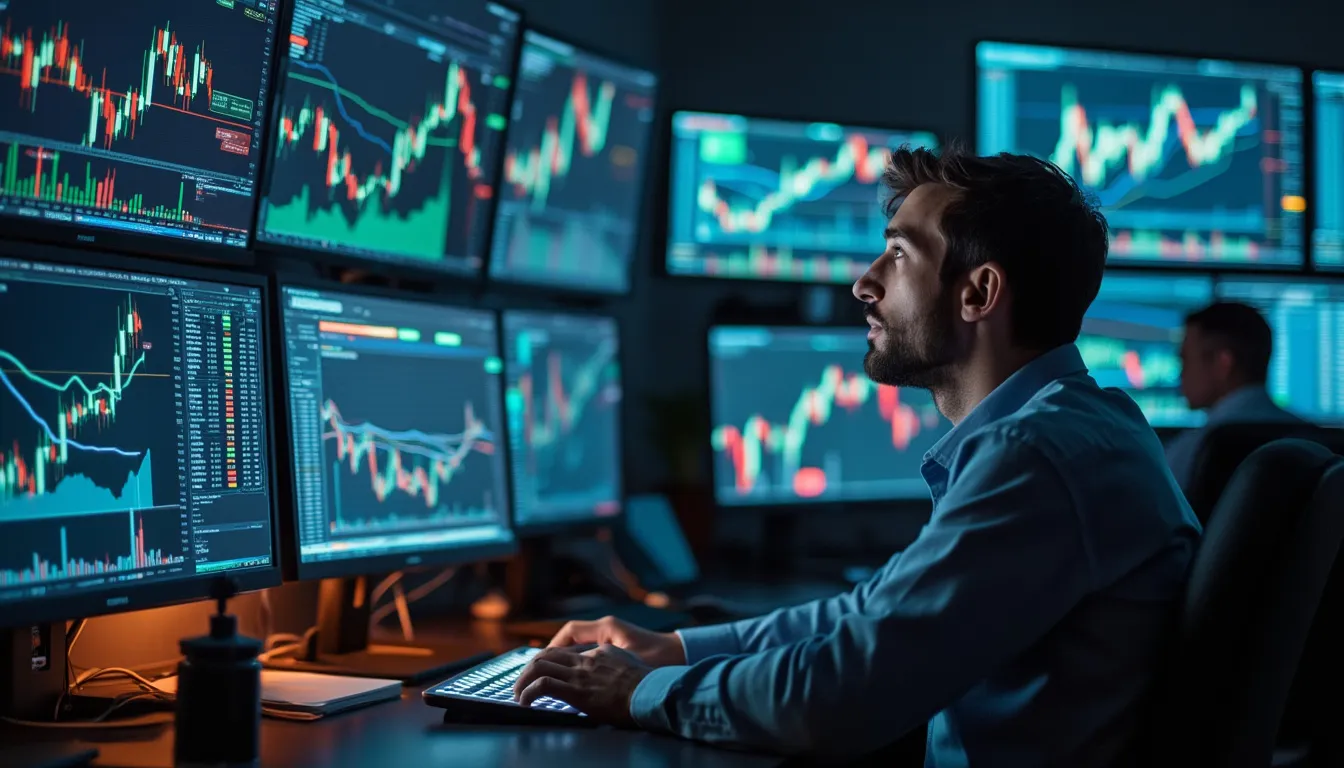 spread trading : écran d'ordinateur affichant des graphiques financiers pour le spread trading