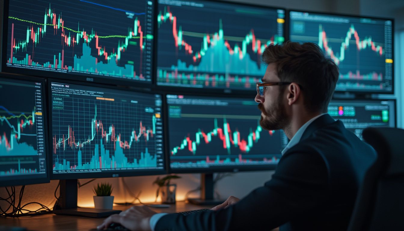 indicateurs de performance : graphique financier avec des courbes et icônes représentant la rentabilité et le risque