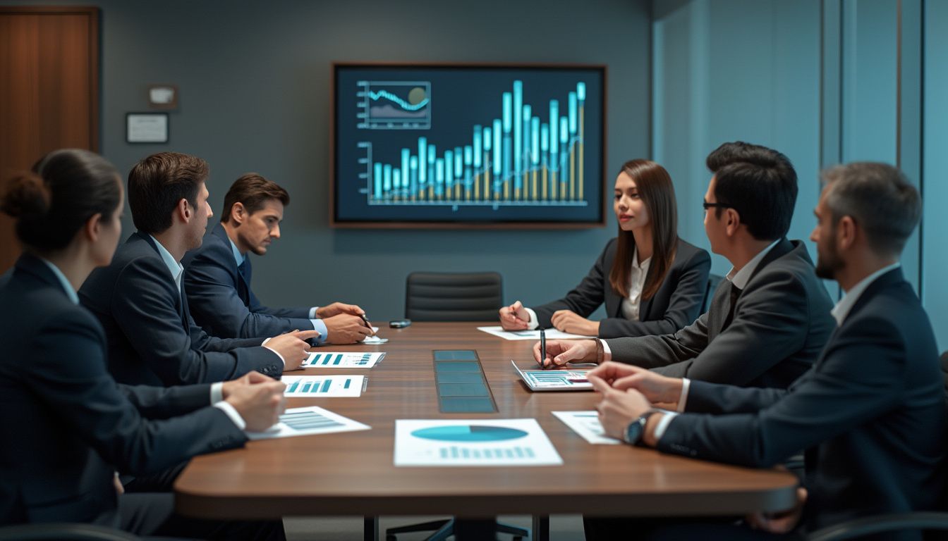 banque pour investir : illustration d'une banque avec des symboles financiers et graphiques d'investissement