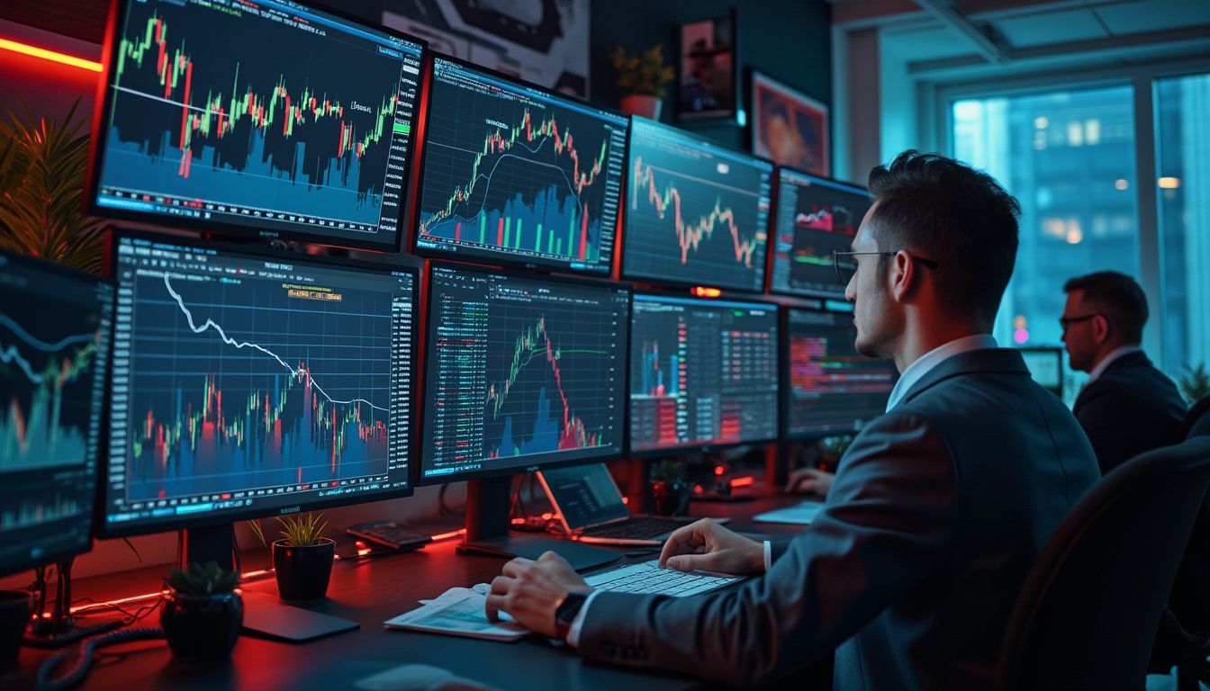 applications de trading : illustration d'écran d'application mobile de trading avec graphiques financiers