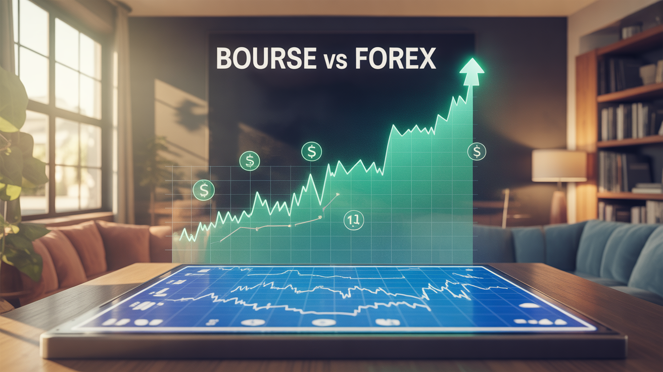 Bourse vs Forex illustration actions devises