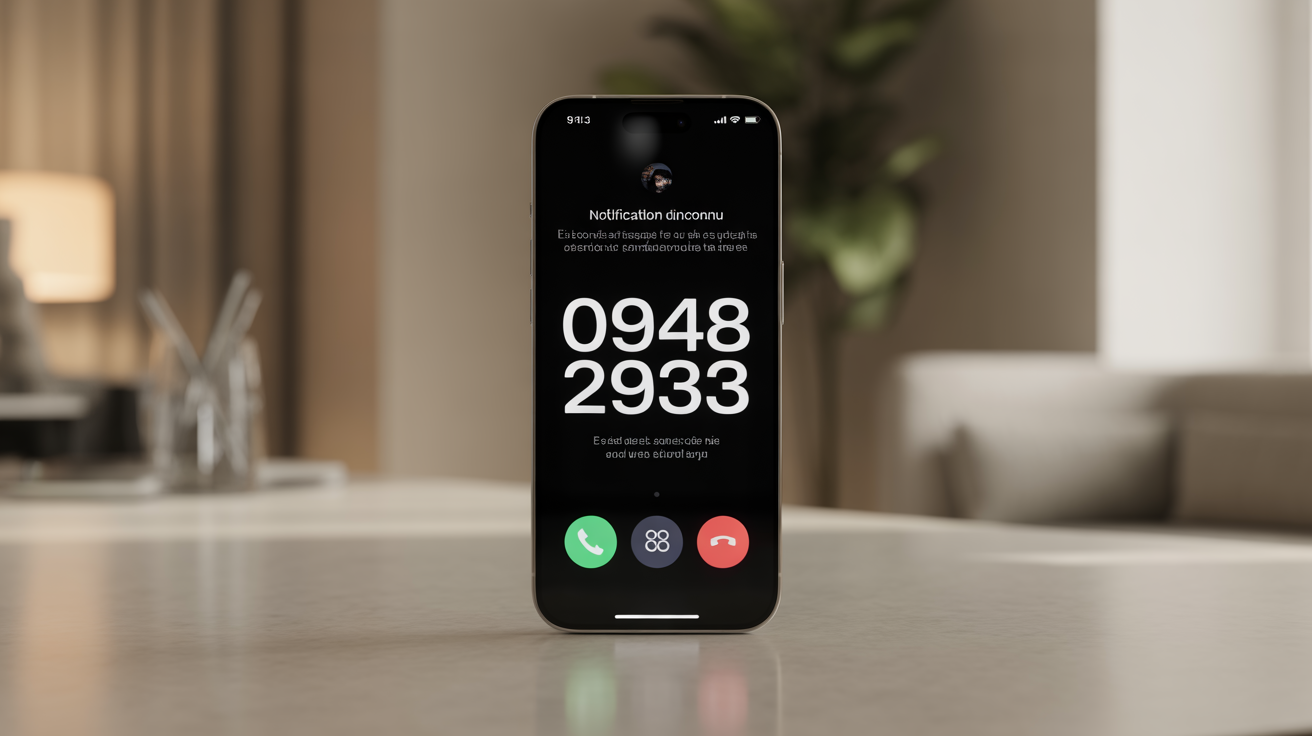 Smartphone affiche appel inconnu 0948209433