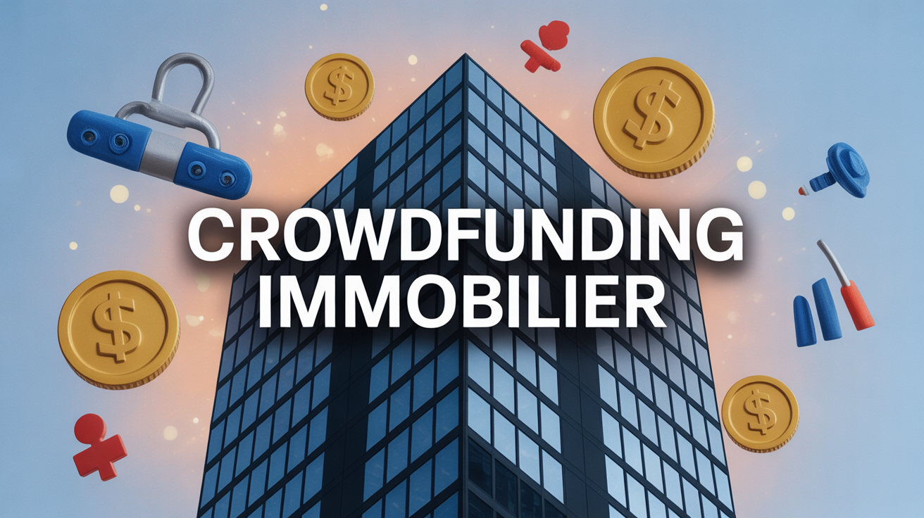 Crowdfunding immobilier immeuble moderne et symboles securite
