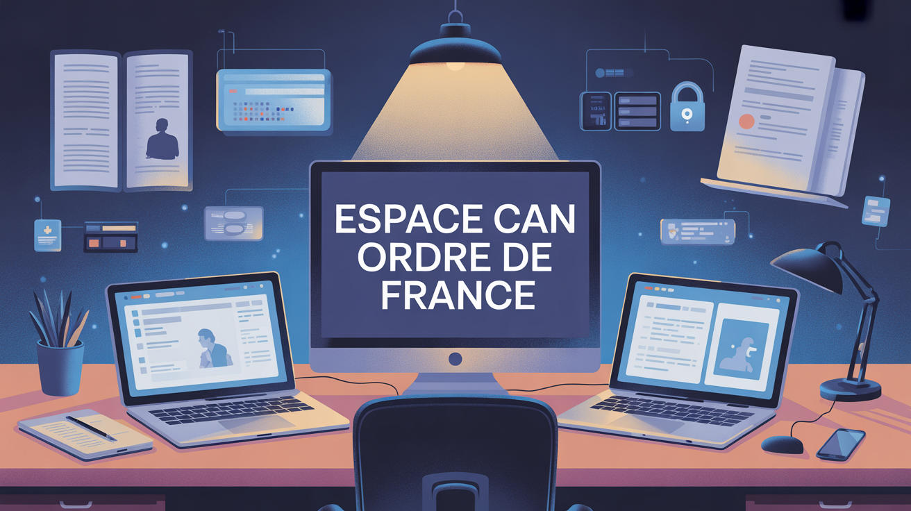 Illustration espace CAN Ordre de France sur bureau avec icones de securite