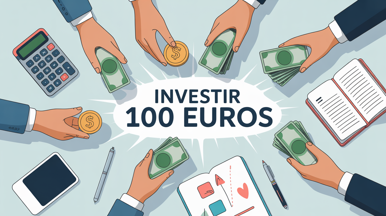 illustration moderne investir 100 euros main pieces billets