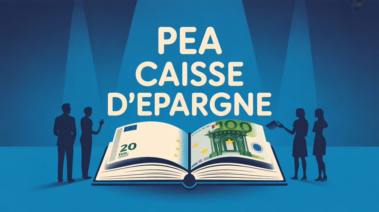 Illustration PEA Caisse d'Épargne carnet euro scène institutionnelle