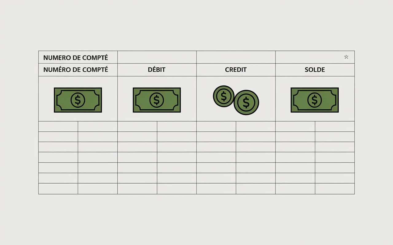 tableau balance comptable avec chiffres et colonnes excel