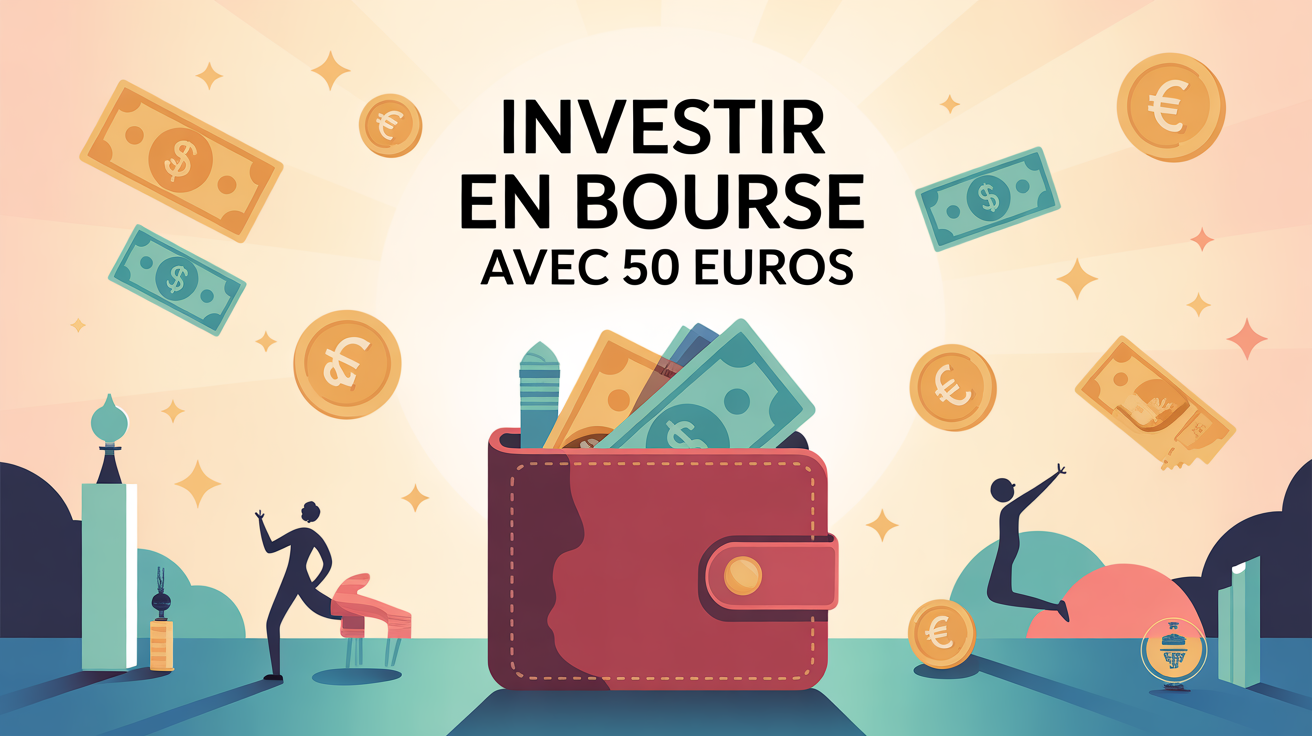 Image investir bourse 50 euros stylisee portefeuille