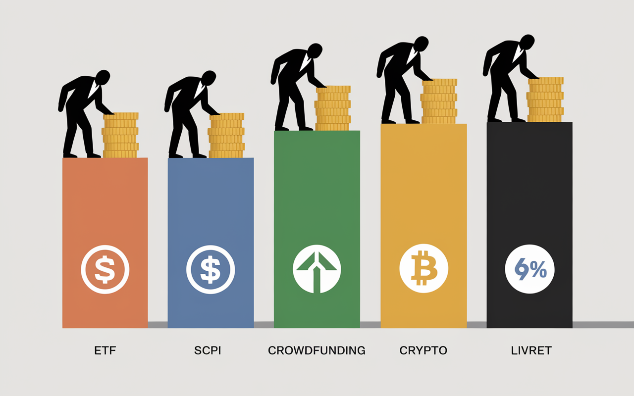 Tableau supports ETF SCPI crypto investissement 50 euros