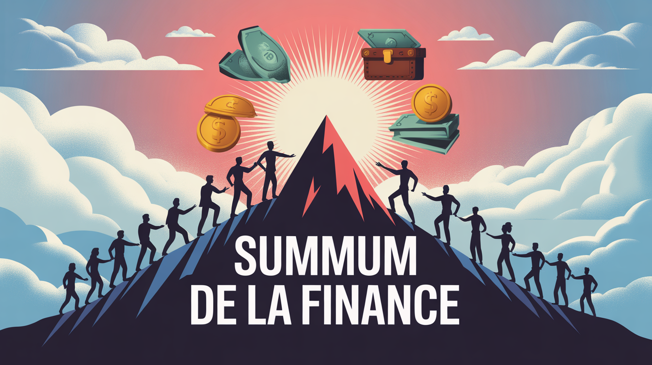 illustration sommet finance avec graphiques et sky