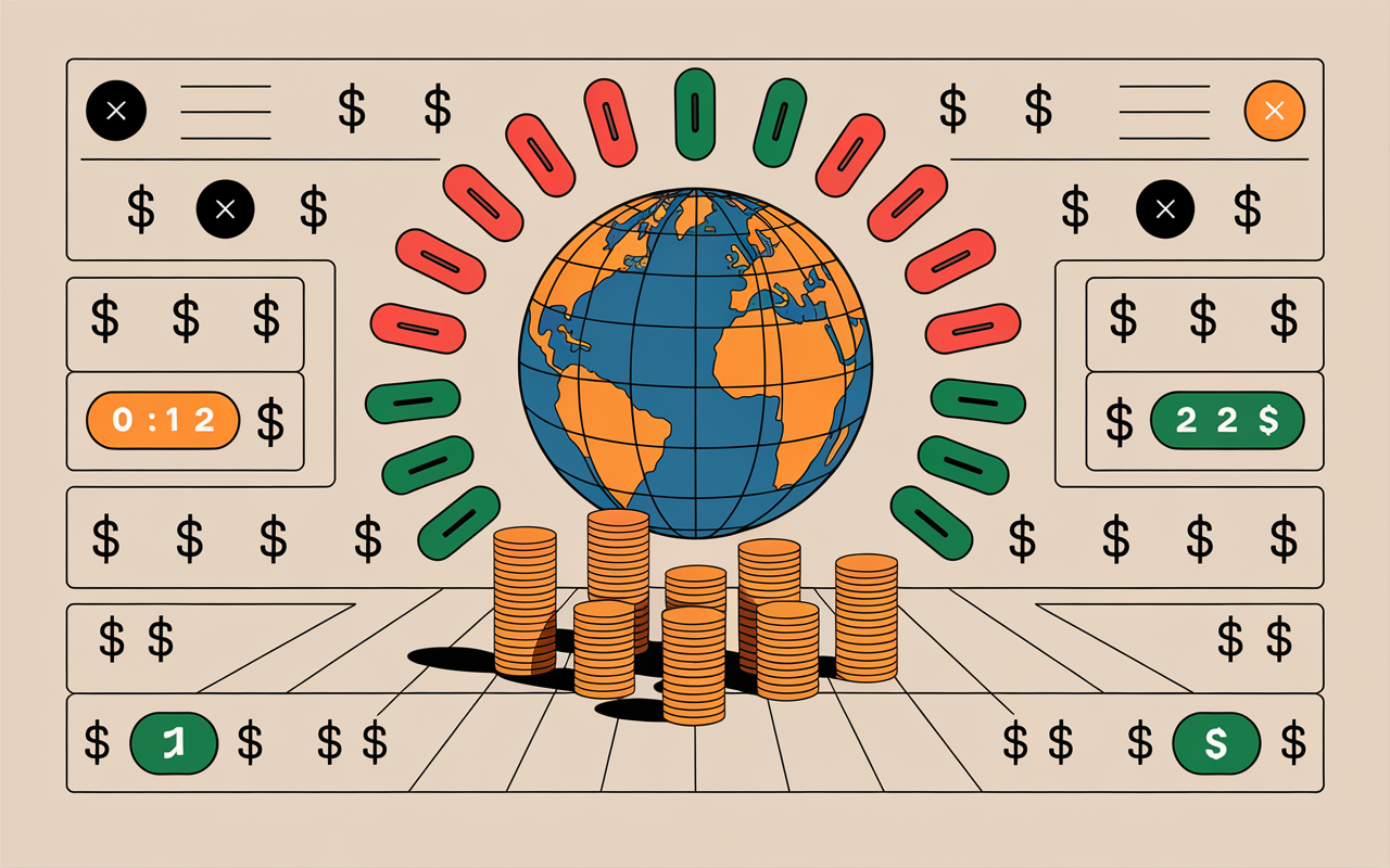 Tableau synthèse ETF Amundi MSCI World, chiffres, globe, symboles actions