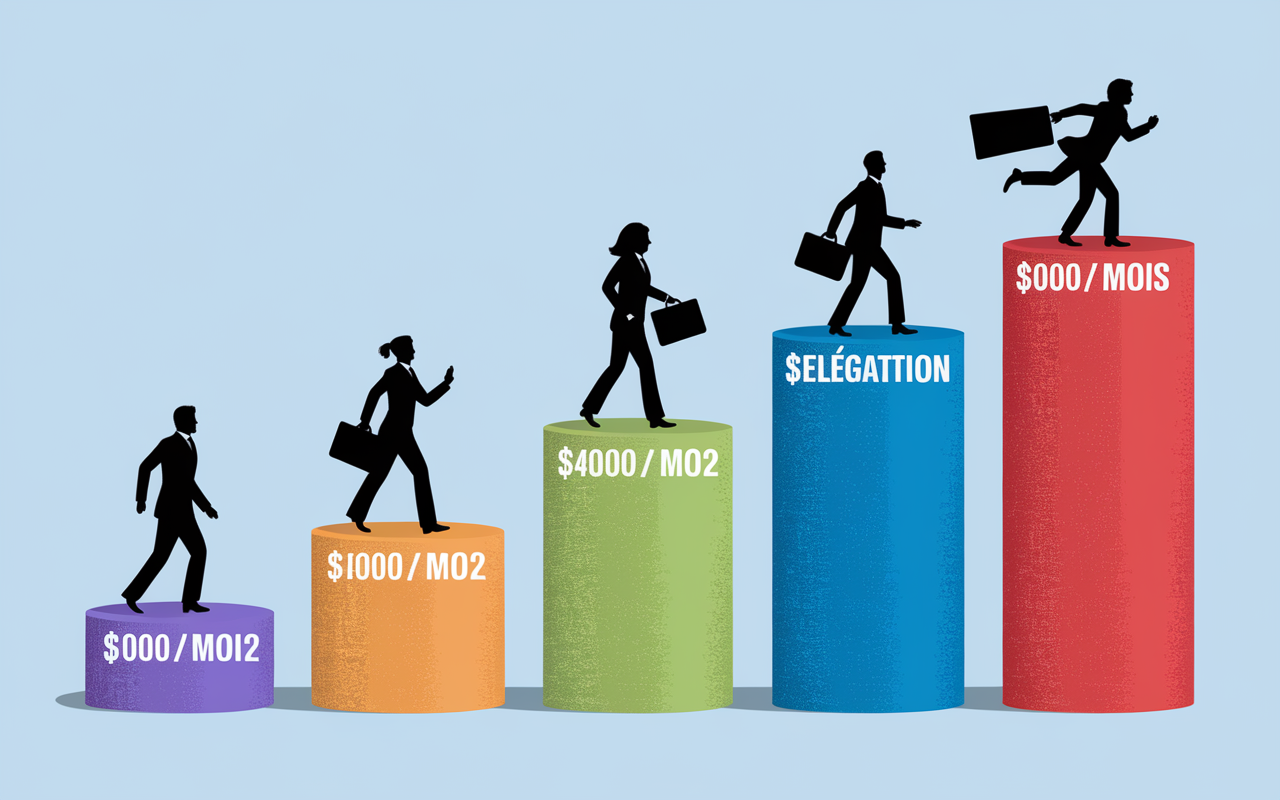 Frise etapes chronologiques investisseur heureux premiers achats delegation