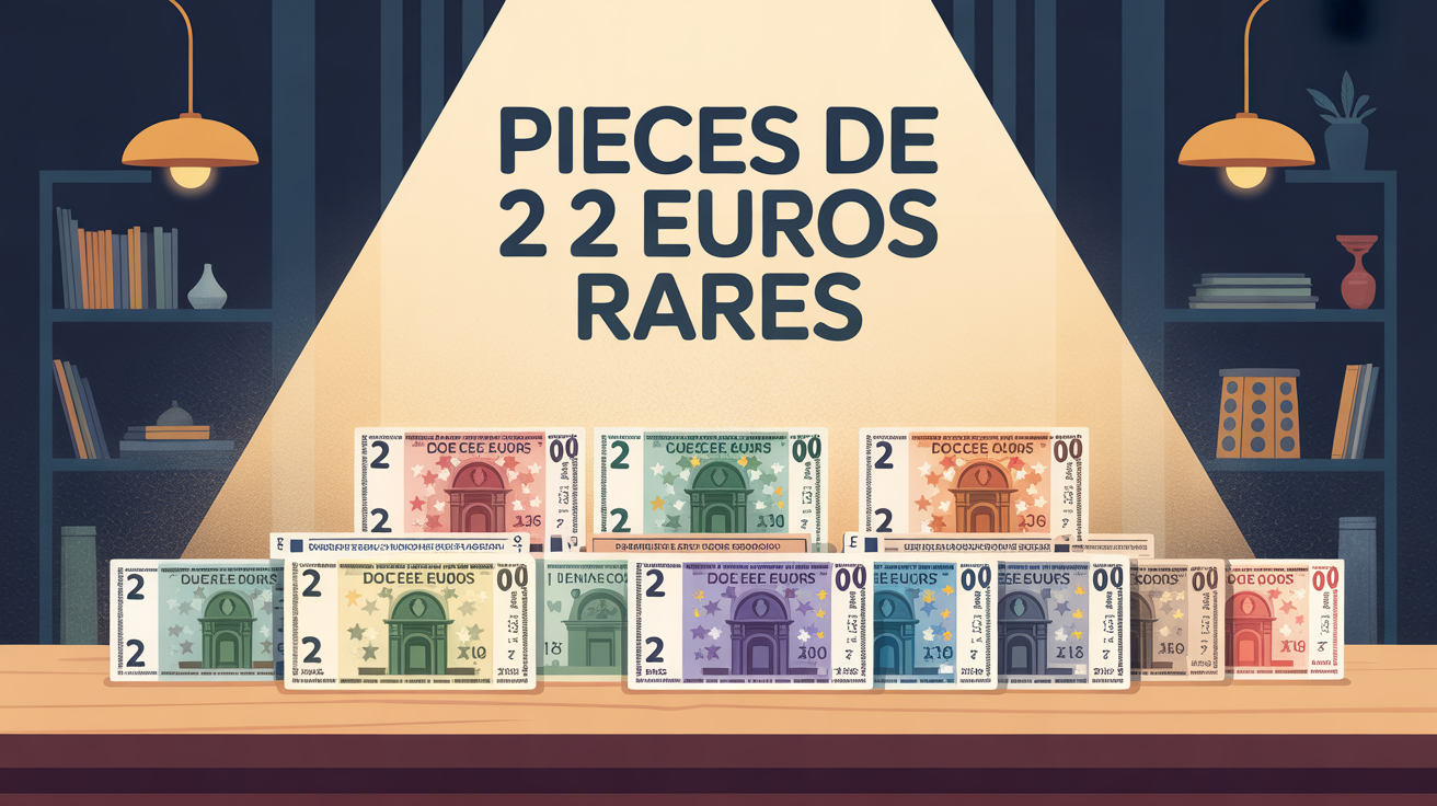 Illustration de pieces de 2 euros rares sur une table, selection 2025