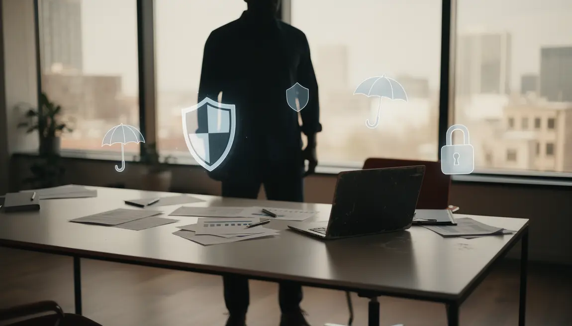 auto entrepreneur devant bureau icones assurance rc pro