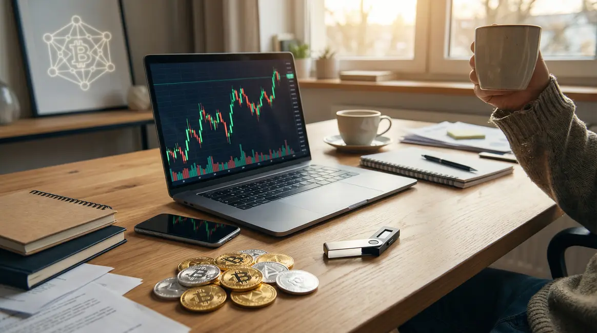 crypto bureau moderne graphique blockchain