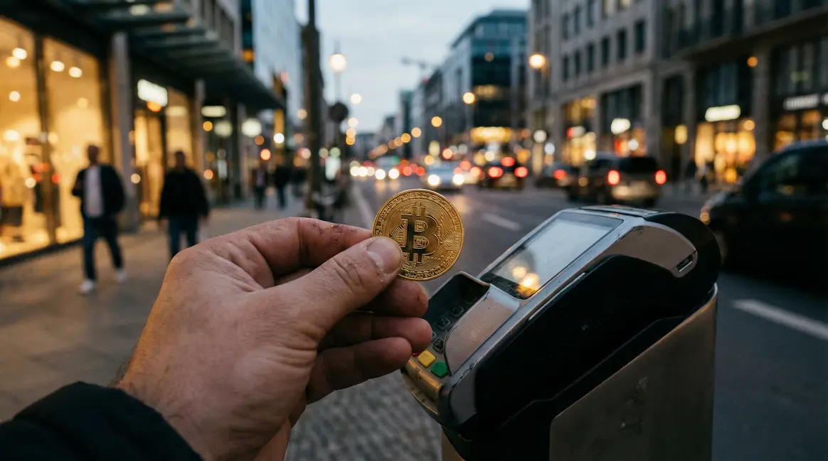 main tient piece numerique devant terminal paiement