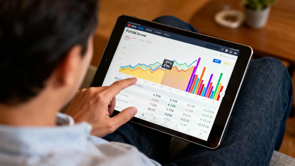 Tablette portefeuille ETF relevés financiers robo-advisor