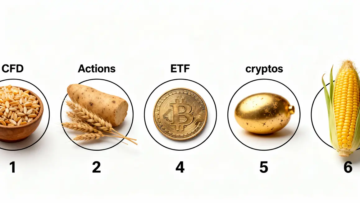 Icônes universels CFD actions ETF forex cryptos