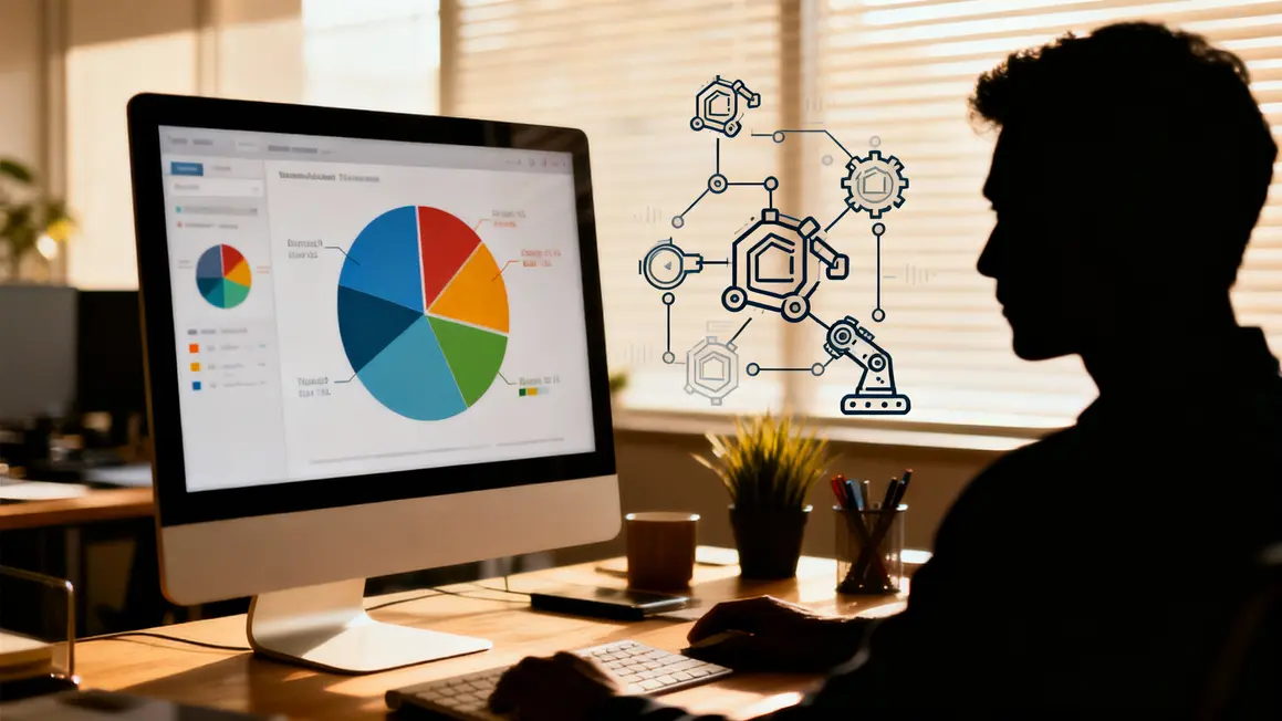 Bureau ordinateur algorithmes avec graphiques gestion automatisée