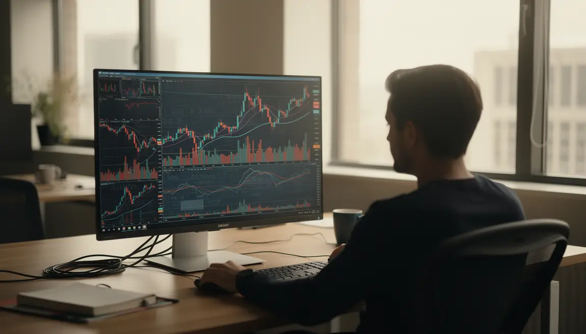 Ecran ordinateur affichant graphiques trading finance