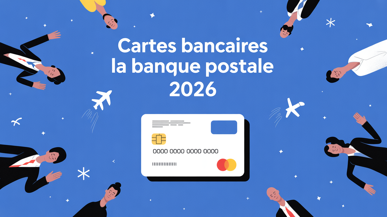 illustration banque postale carte bancaire moderne 2026