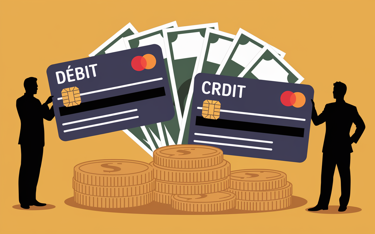 schéma carte de crédit ou débit, débit immédiat différé
