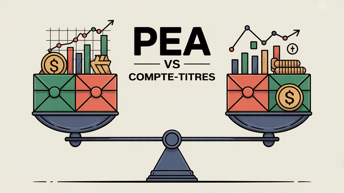 Balance entre compte titre ou plan epargne action illustration