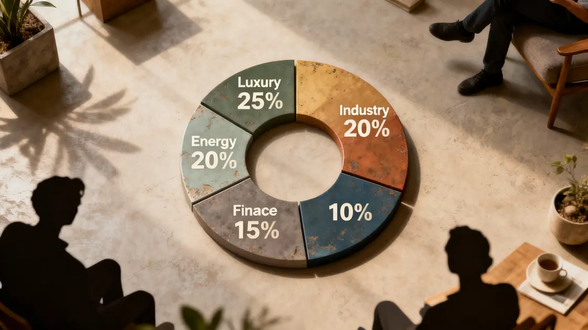Diagramme secteurs CAC 40 luxe energie industrie