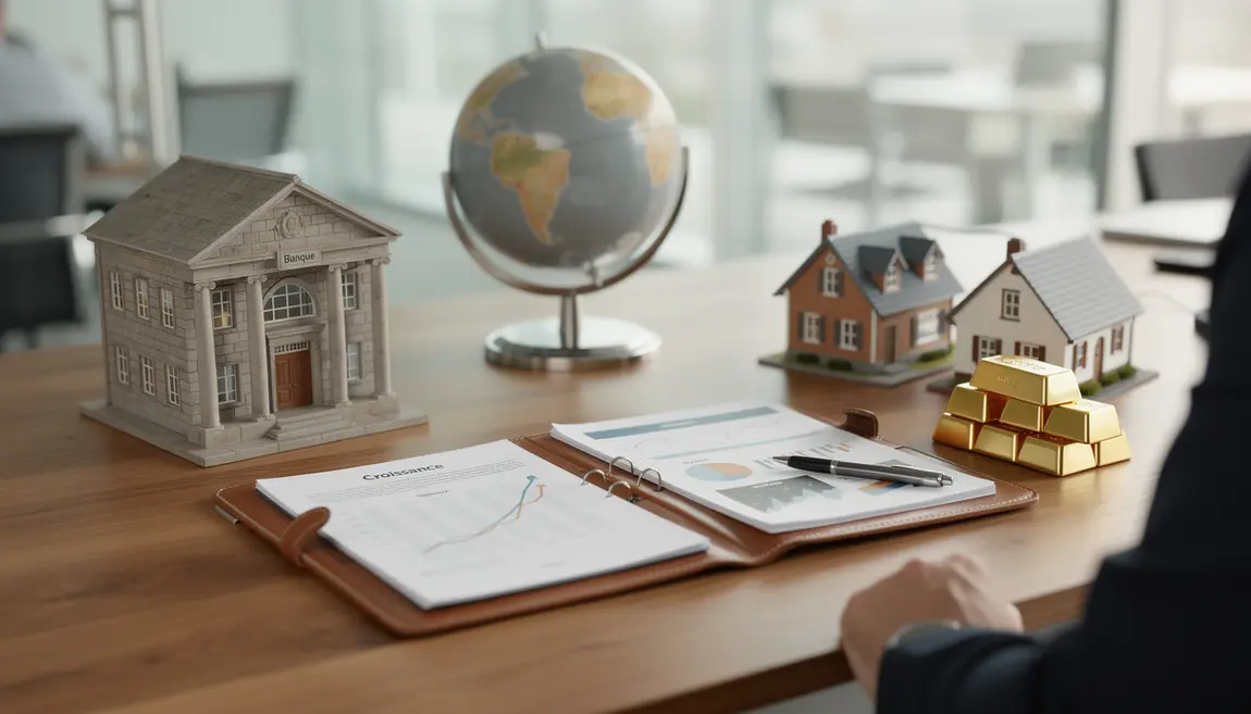 Portefeuille diversification investissement banque or immobilier globe