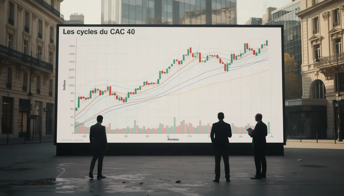 Graphique historique CAC 40 cycles haussiers baissiers