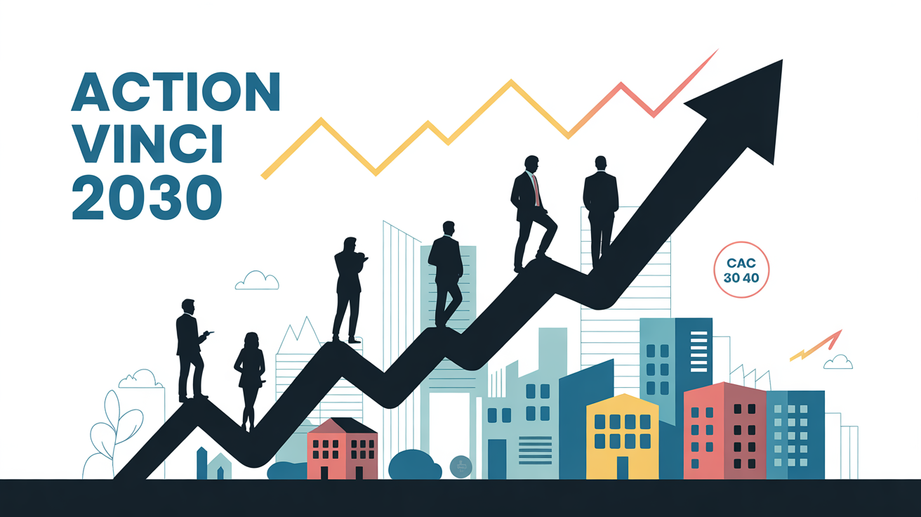 action vinci prévision 2030 graphique ascendant silhouettes