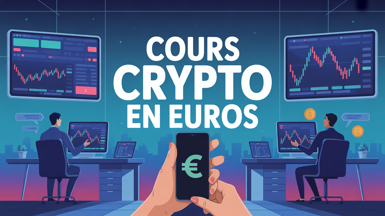 Scène dynamique de bureau, analyse cours des crypto