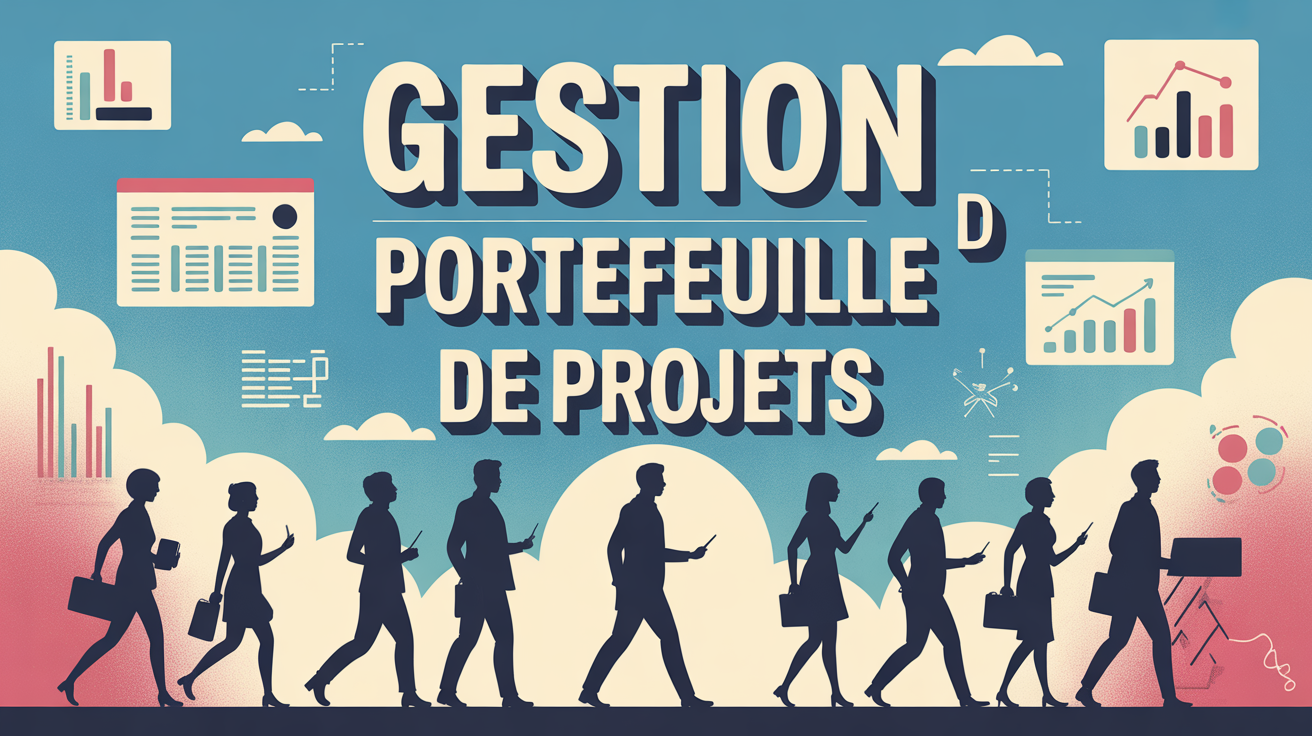 Illustration gestion de portefeuille de projets equipe dashboards