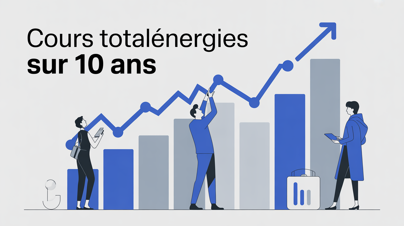 historique action total sur 10 ans, visuel place boursiere moderne