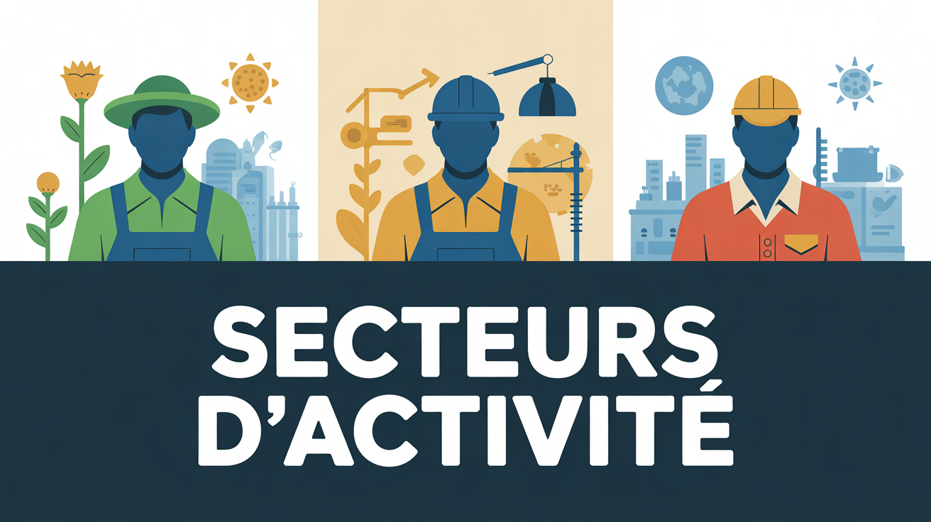 illustration les 3 secteur d activité silhouettes économie