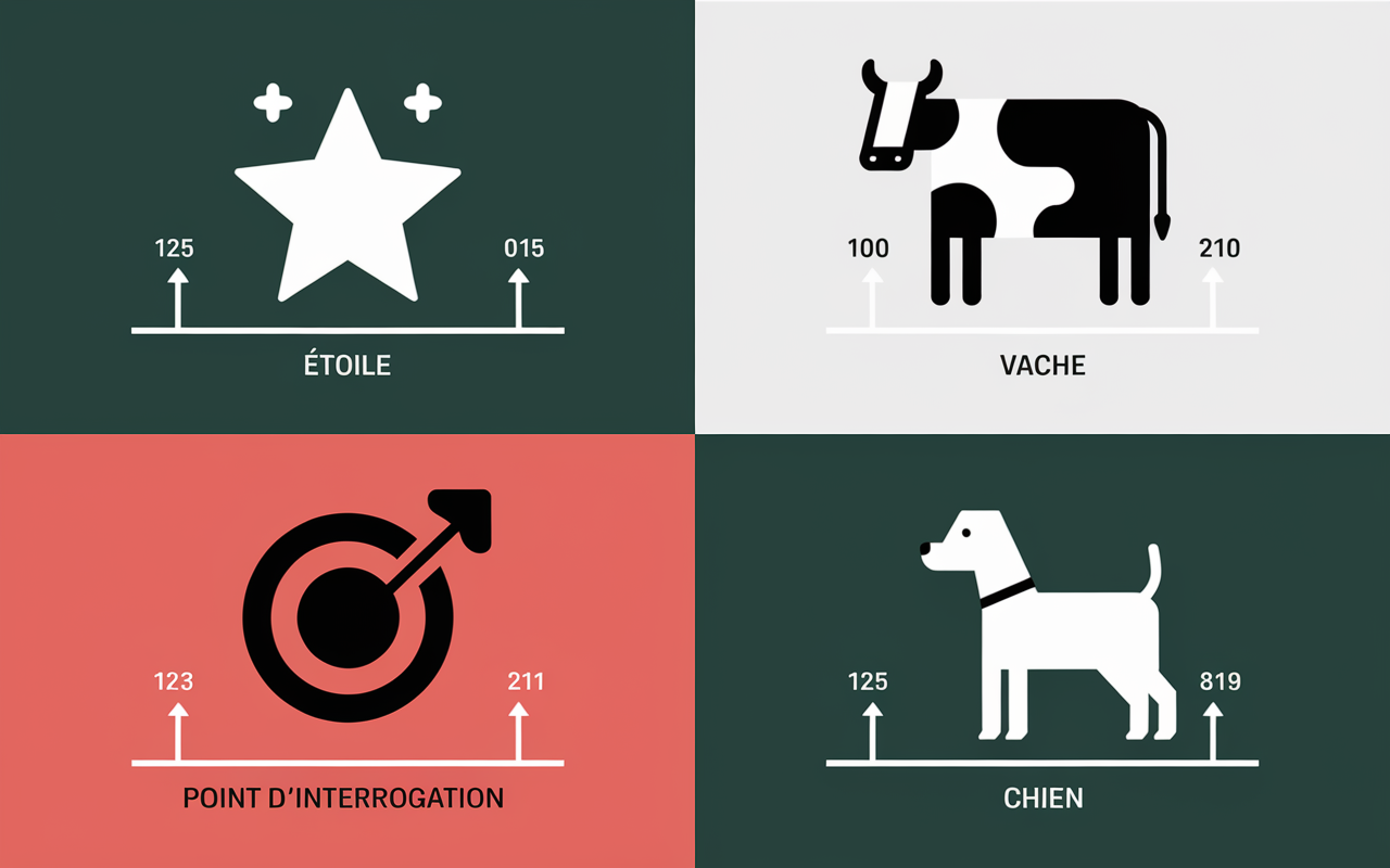 matrice bcg exemple 4 quadrants icones