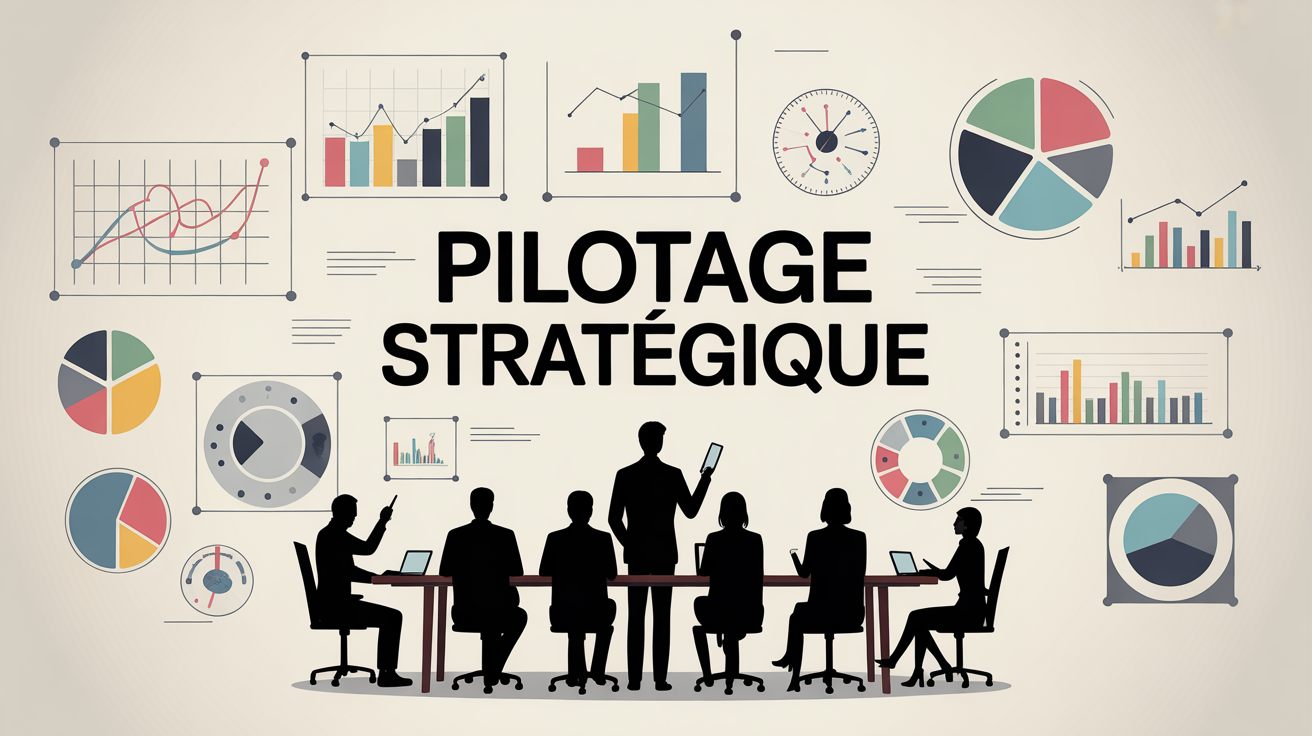 Illustration pilotage stratégique équipe professionnelle