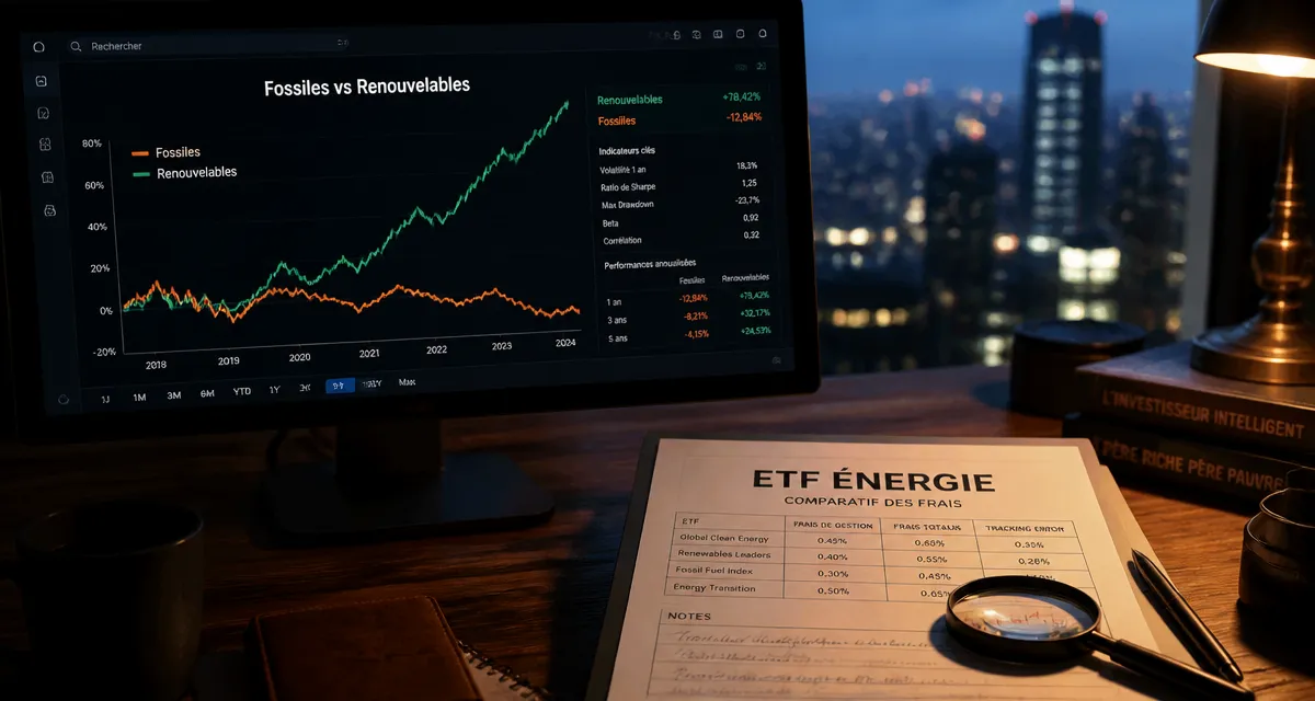 ETF energies : pétrole vs renouvelables, graphique de portefeuille