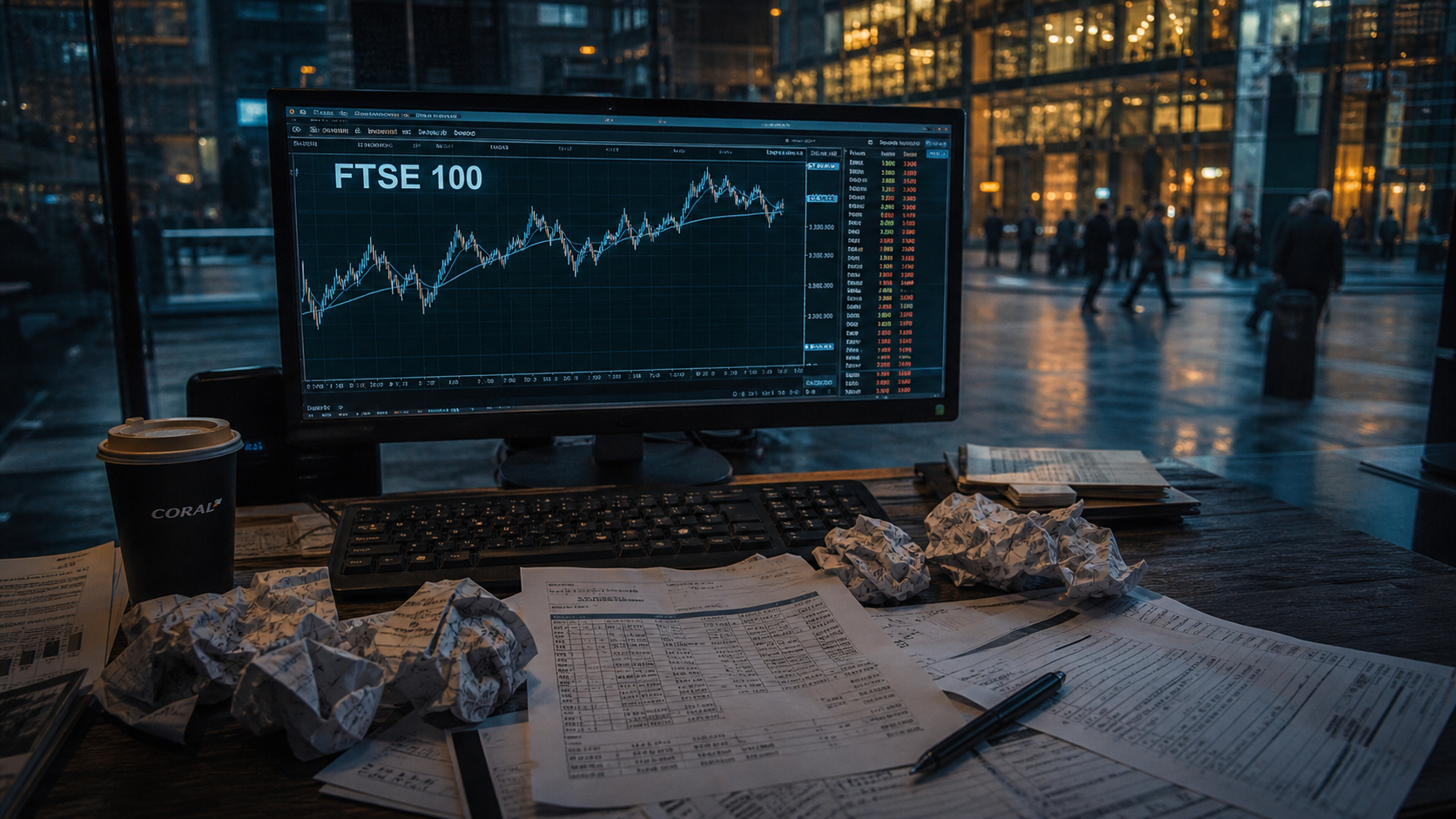FTSE 100, footsie indice de Londres sur écran de trading