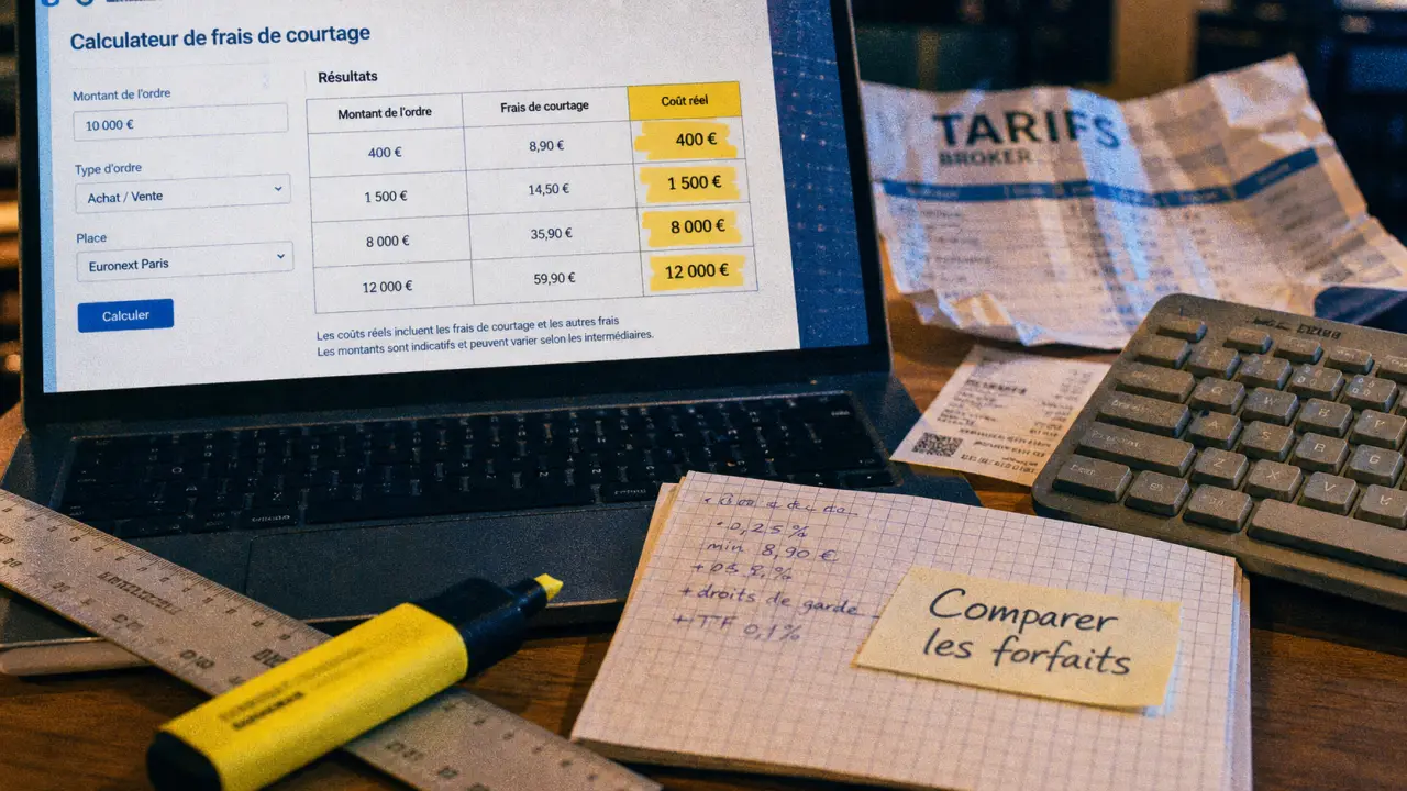 Frais courtage Boursorama : comparer 500 €, 7 750 € et 30 ordres