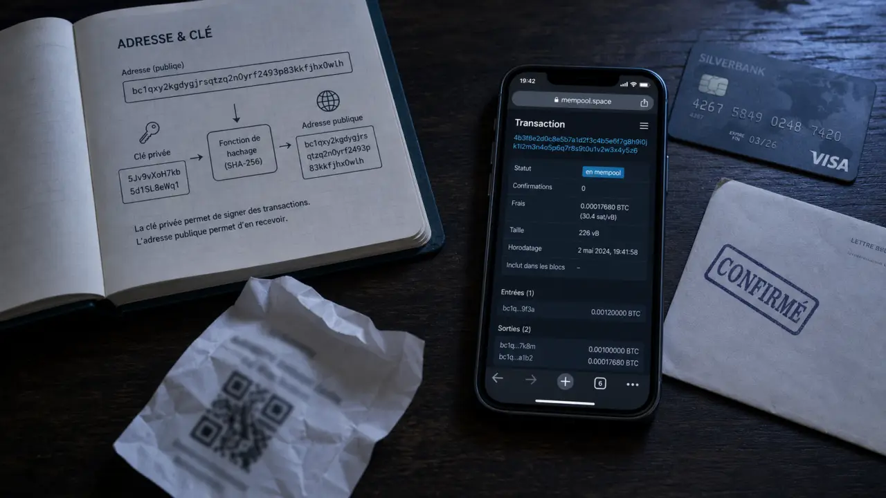 Transaction bitcoin : TxID et confirmation sur blockchain, suivi en mempool
