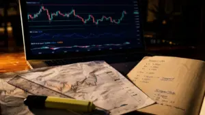 Analyse technique : graphiques avec supports et signaux sur ordinateur