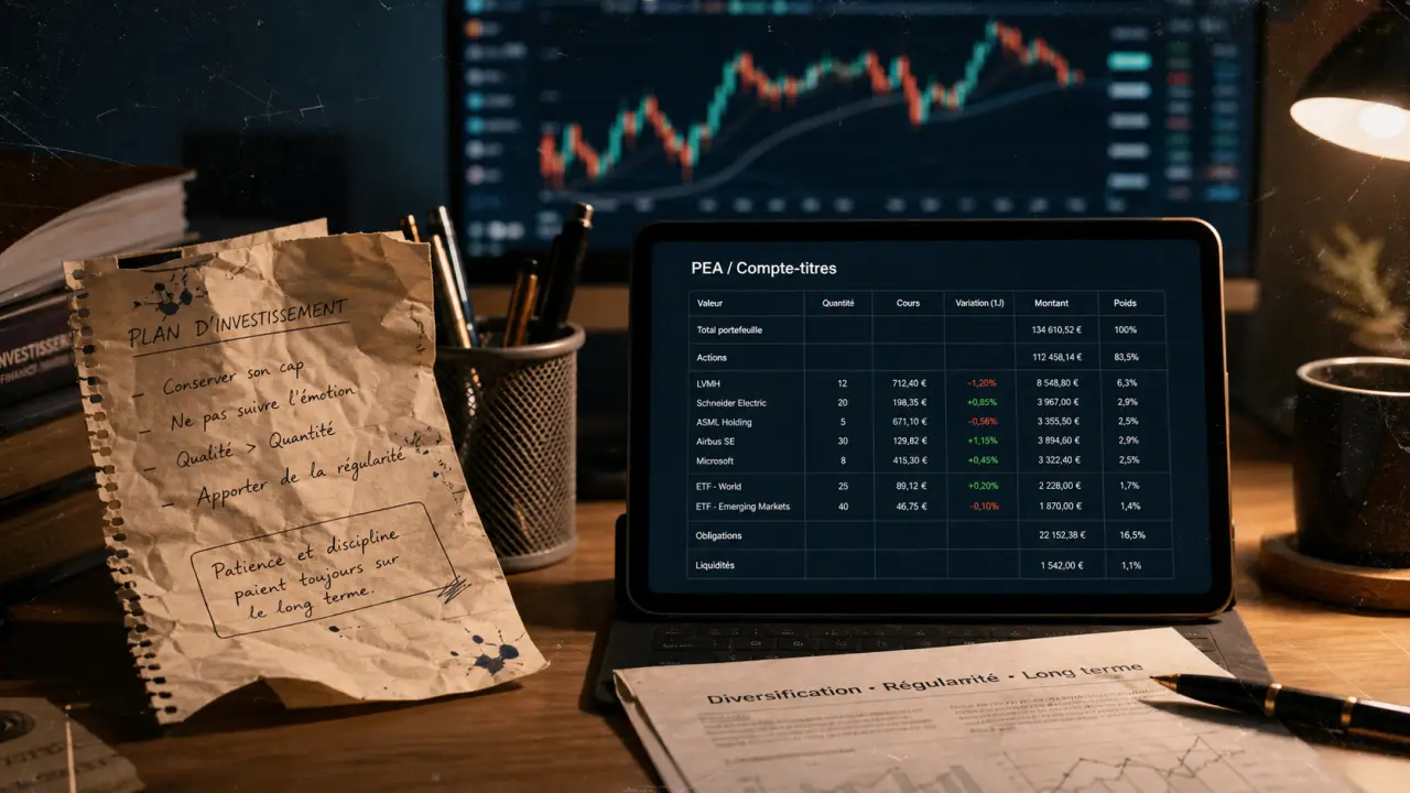 Apprendre la bourse sans trader : ETF et PEA, ordres et long terme
