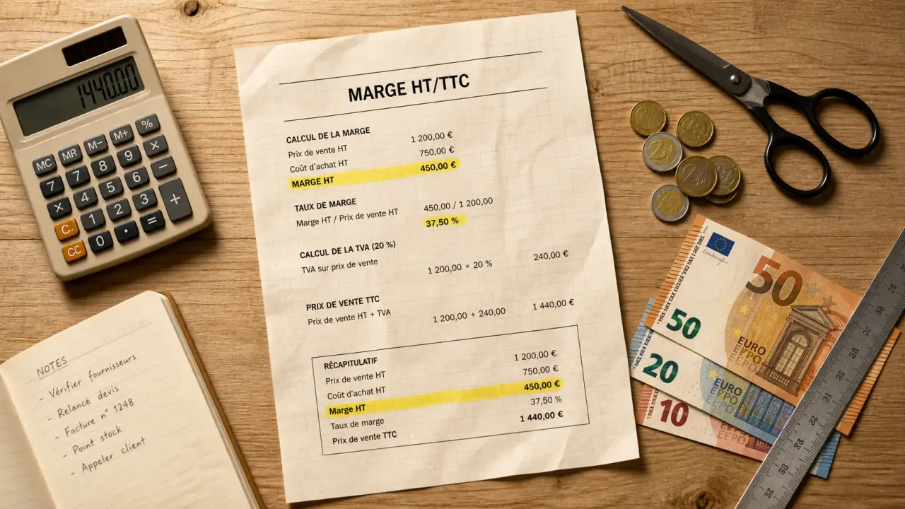 Calculer marge HT ou TTC : taux de marque, calcul prix