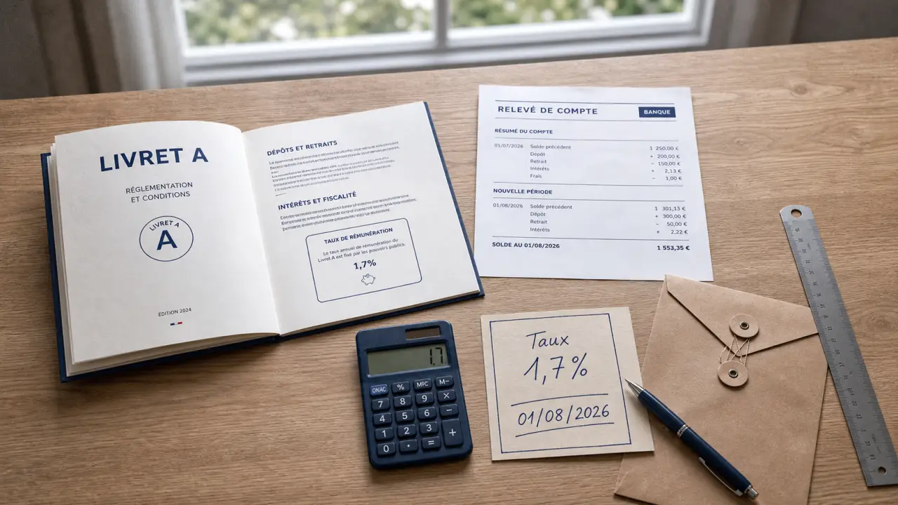 Taux livret a -arse 1,7 % au 01/08/2026 : calcul et plafond