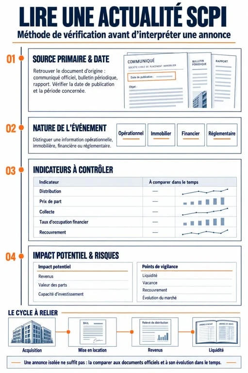 Infographie pour comprendre les scpi actualités et vérifier les indicateurs, les sources et les risques