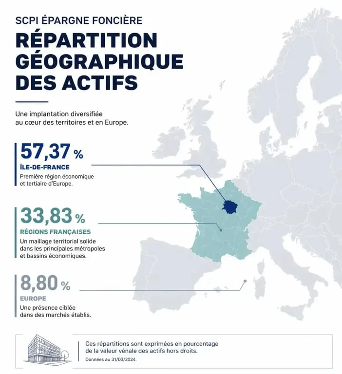 Répartition géographique des actifs de la SCPI Épargne Foncière