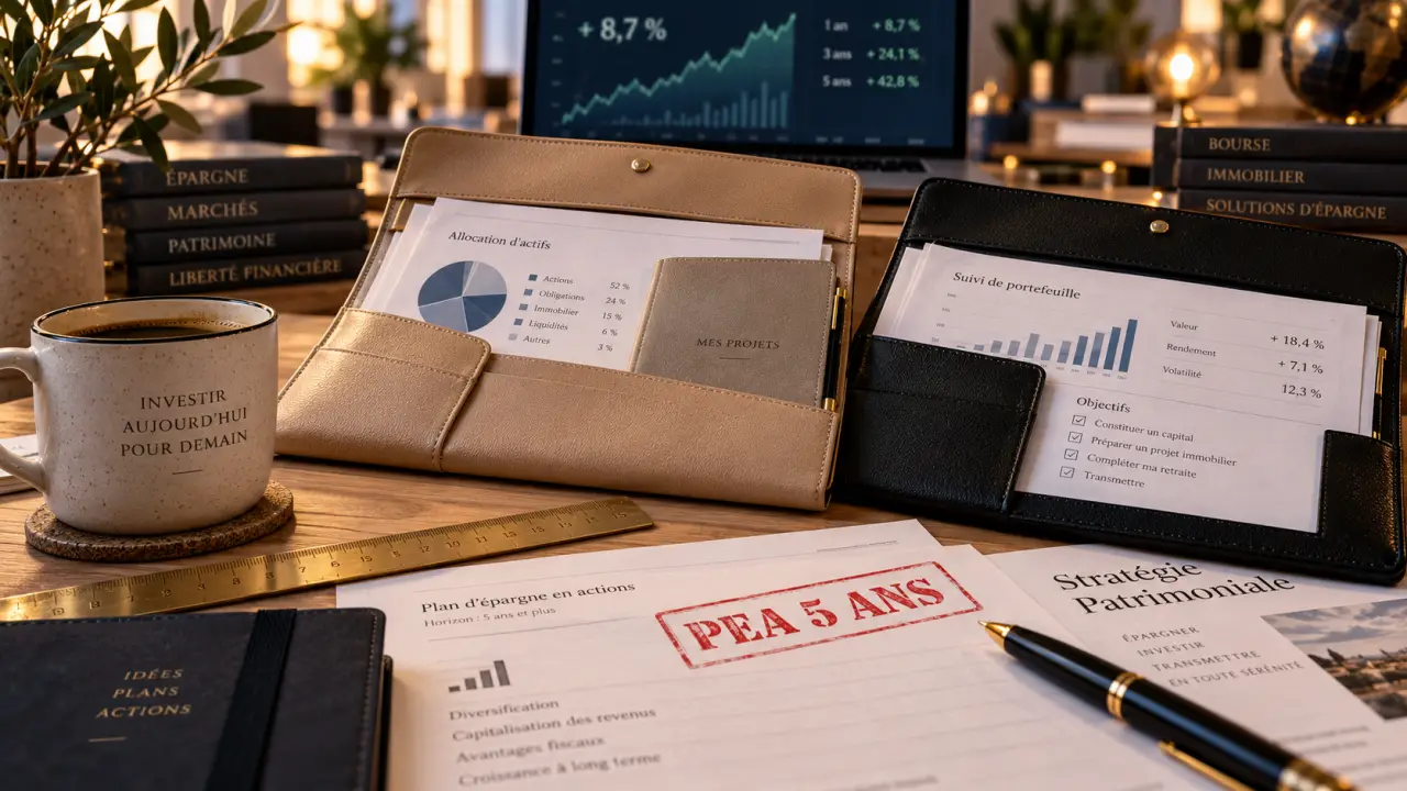 PEA ou compte titre : fiscalité et placements sur bureau